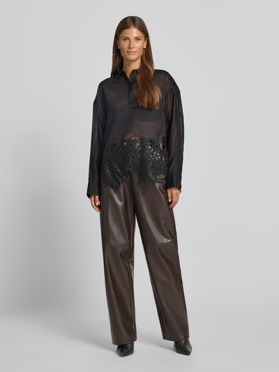 Cph Muse Langarmbluse aus Lyocell-Mix mit Spitzensaum Modell 'DOLLY' Black 1