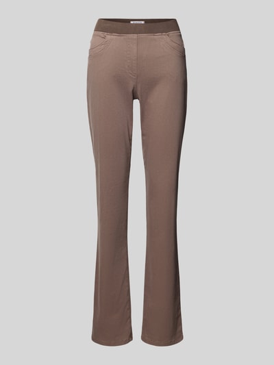 Raphaela By Brax Flared fit stoffen broek van lyocellmix, model 'Pamina' Taupe - 2