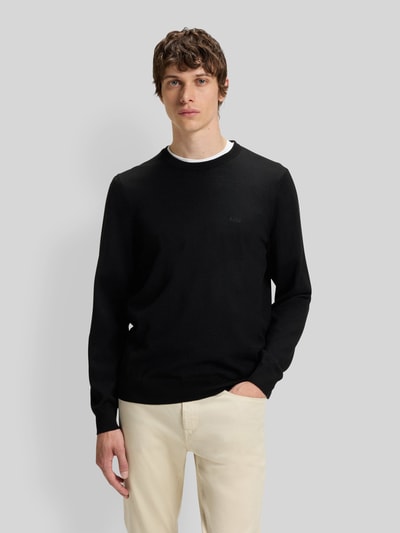 BOSS Regular Fit Strickpullover aus reiner Schurwolle Modell 'BOTTO' Black 4