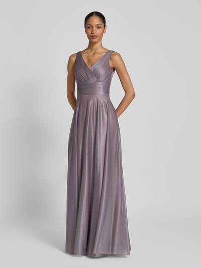 TROYDEN COLLECTION Abendkleid in Wickel-Optik Flieder Melange 4