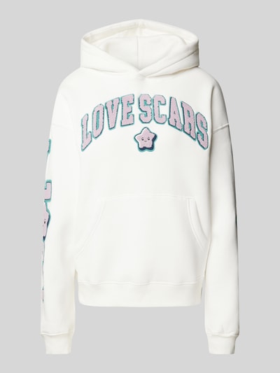 LOVE SCARS Bluza z kapturem z wyhaftowanym logo Złamany biały 1