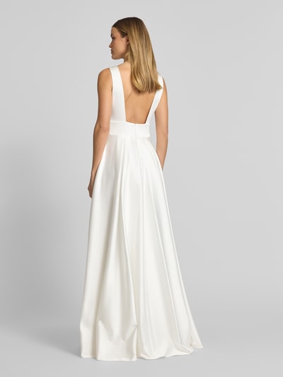 TROYDEN COLLECTION Avondjurk met stolpplooien Offwhite - 5