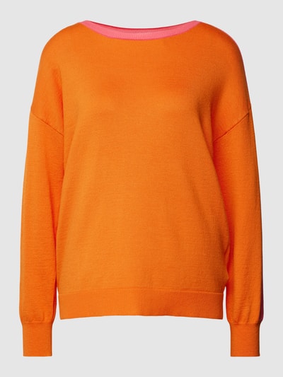 Fransa Gebreide pullover met wol, model 'Besmock' Oranje - 2