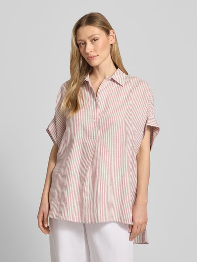 Weekend Max Mara Bluzka lniana o kroju oversized z krótkim rękawem model 'VERVE' Brudnoróżowy 4