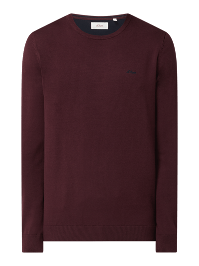 s.Oliver RED LABEL Sweter z wyhaftowanym logo  Bordowy 2