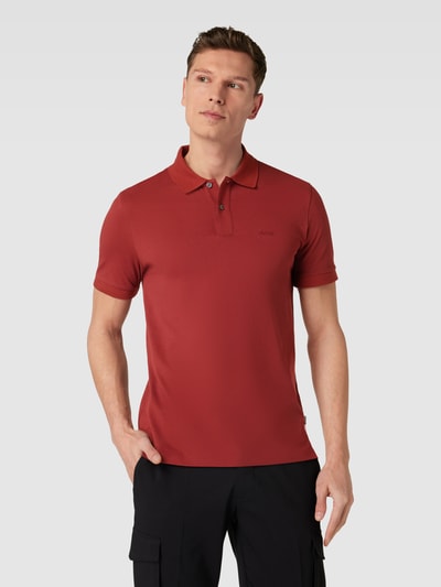 BOSS Slim fit poloshirt met labelstitching, model 'Pallas' Bordeaux - 4