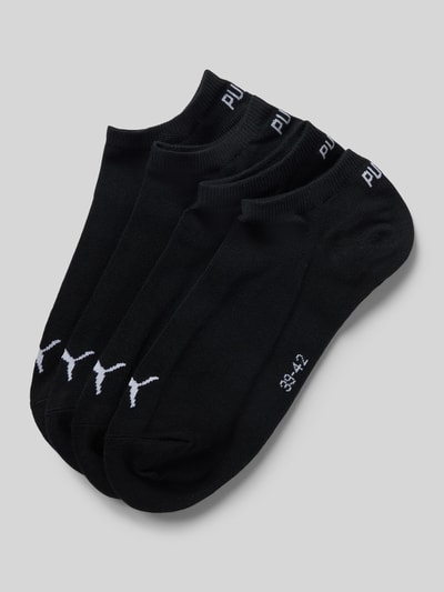 Produktfoto, Sneakersocken mit Logo im 4er-Pack von PUMA, mieszanka bawełny z dodatkiem streczu, dopasowany krój, czarne, zestaw 4 szt.