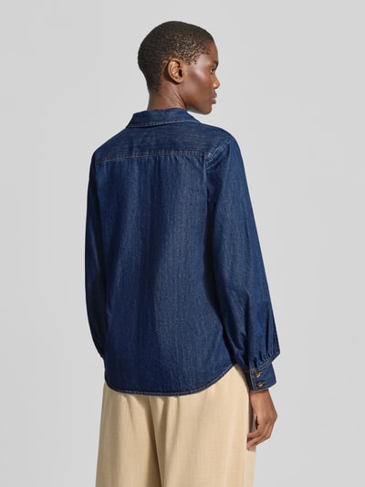 Emily Van den Bergh Regular fit overhemdblouse van puur katoen in denimlook Jeansblauw - 5