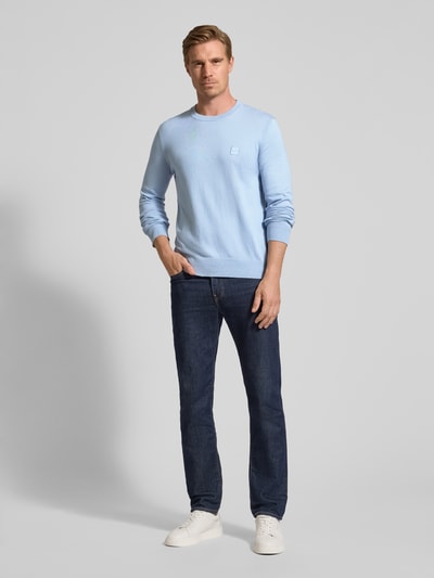 BOSS Orange Regular Fit Strickpullover aus Baumwoll-Kaschmir-Mix Hellblau 1
