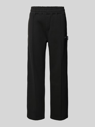 Produktfoto, Sweatpants mit elastischem Bund von PROHIBITED aus schwarzem Baumwoll-Mix, Lockerer-Schnitt, Label-Stitching, französische Eingrifftaschen