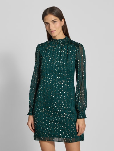 Apricot Minikleid mit Stehkragen und rückseitigem Knopfverschluss Dunkelgruen 4