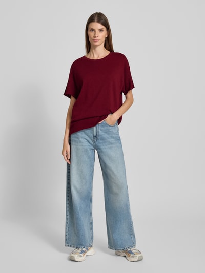 American Vintage Relaxed fit T-shirt met extra brede schouders, model 'Sonoma' Bordeaux - 1