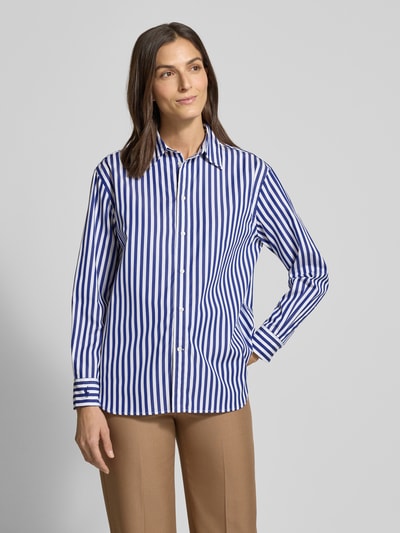 Polo Ralph Lauren Relaxed fit overhemdblouse met logostitching, model 'Ligh' Koningsblauw - 4