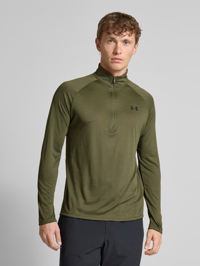 Under Armour Regular fit shirt met lange mouwen en ritssluiting, model 'Tech' Olijfgroen - 4