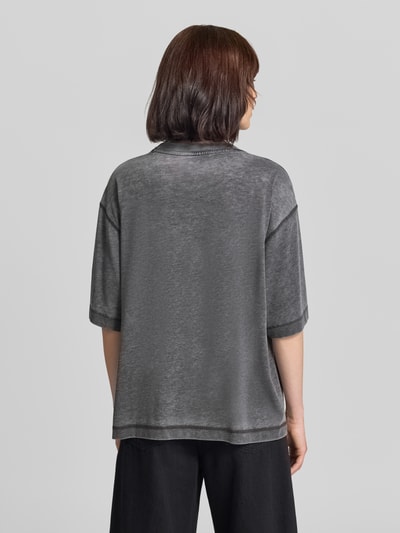 GUESS Oversized T-Shirt mit Ziersteinbesatz und Rundhalsausschnitt Dunkelgrau Melange 5