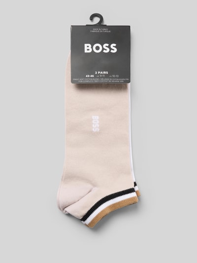 Produktfoto, Sneaker-Socken im 2er-Pack aus Baumwoll-Mix von BOSS, gładkie, kontrastowe paski, elastyczny prążkowany ściągacz