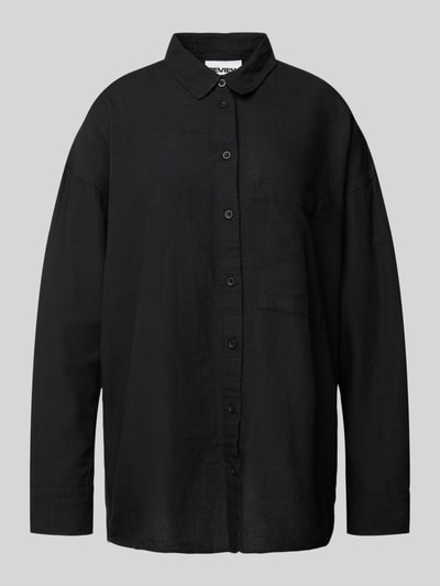 Review Regular fit overhemdblouse met linnen Zwart - 2