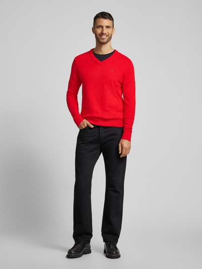 Tommy Hilfiger Gebreide pullover met logostitching, model 'PIMA' Rood - 1