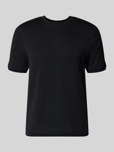 Produktfoto, Regular Fit T-Shirt mit Rundhalsausschnitt Modell 'Badi' von CINQUE, schwarzes Herren T-Shirt aus Reine Baumwolle, elastische Ärmelabschlüsse, Rückenlänge bei Größe M 68 cm.