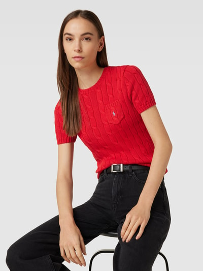 Polo Ralph Lauren Strickpullover mit Zopfmuster Rot 3