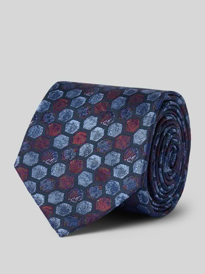 Monti Zijden stropdas met all-over motief (7 cm) Rood - 1