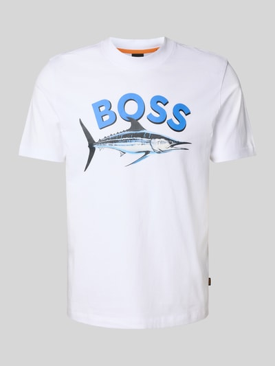 BOSS Orange T-Shirt mit Label-Motiv-Print Modell 'Bossfish' Weiss 2