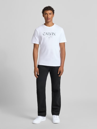 CK Calvin Klein T-Shirt mit Label-Print und Rundhalsausschnitt Weiss 1