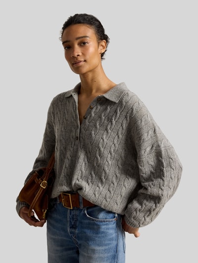 Polo Ralph Lauren Sweter o kroju loose fit z mieszanki wełny z domieszką kaszmiru Grafitowy melanż 4