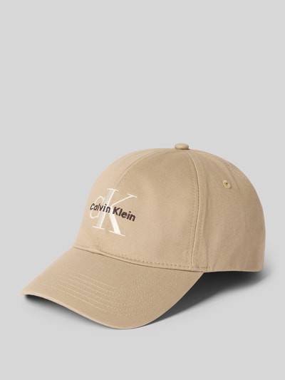 Produktfoto, Größenverstellbare Cap mit Label-Stitching von CK Calvin Klein in Beige aus reiner Baumwolle mit verstärktem Schirm.