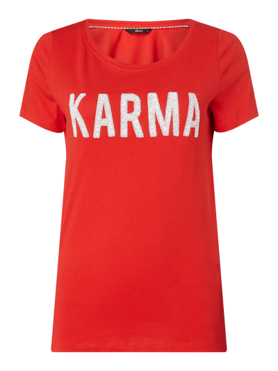 Only T-Shirt mit Pailletten-Message Modell 'Kita' Rot 1