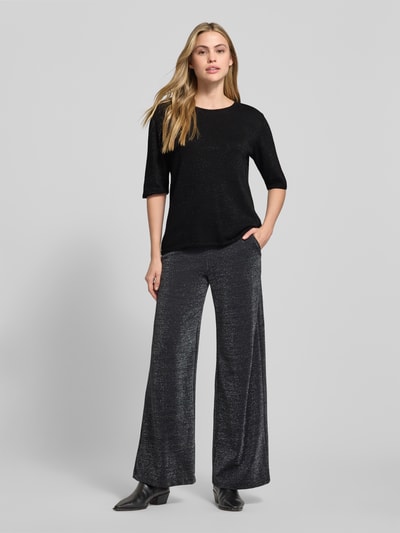 Milano Italy Gebreid shirt van wolmix met ronde hals Zwart - 1