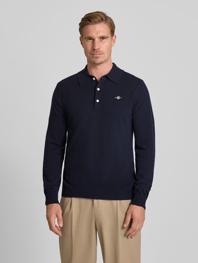 Gant Gebreide pullover met kentkraag Donkerblauw - 4