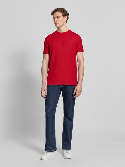 Fynch-Hatton Regular Fit T-Shirt mit Logo-Stitching Rot 1