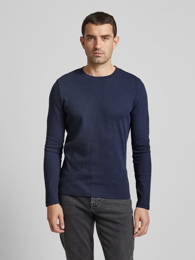 MCNEAL Longsleeve mit geripptem Rundhalsausschnitt Dunkelblau Melange 4