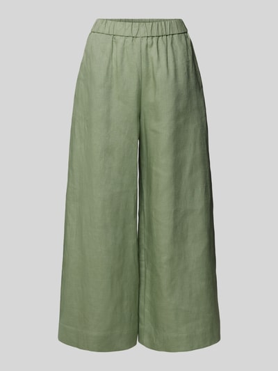 Produktfoto, Culotte aus Leinen mit elastischem Bund Modell 'CANNETI' von MM by Max Mara, grün, weiter Schnitt, glatte Textur, Wide Leg Fit