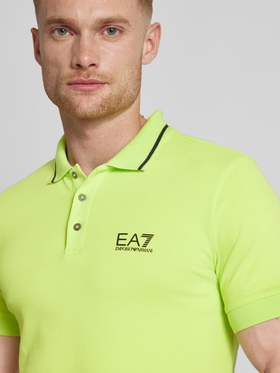 EA7 Emporio Armani Slim fit poloshirt met labelprint Neon groen - 3