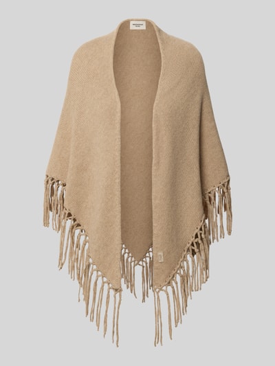Produktfoto, Poncho aus reiner Schurwolle mit Fransen Modell 'TORNADO' von Max Mara in Beige, grobe Textur, Damen Poncho von Weekend Max Mara