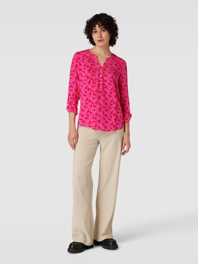 Montego Blouseshirt met all-over motief Fuchsia - 1