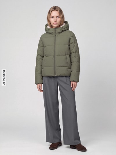 Tom Tailor Denim Kurtka w stylu puffer z kapturem i wypełnieniem puchowym Oliwkowy 1