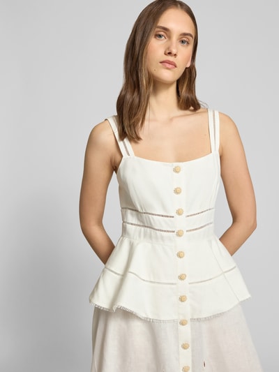 Self-Portrait Knielanges Kleid mit Knopfleiste Ecru 3