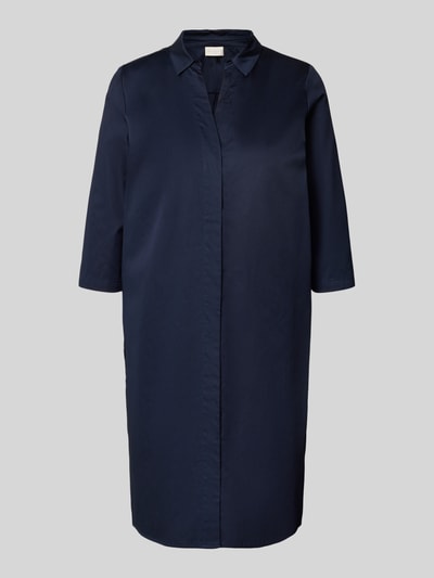 Milano Italy Knielanges Hemdblusenkleid mit Eingrifftaschen Marine 2