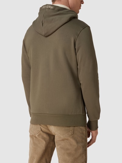 La Martina Sweatjacke mit Label-Stitching Olivgrün 5