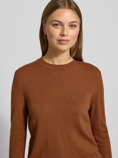 Stefanel Strickpullover aus Wolle mit Rundhalsausschnitt Dunkelbraun 3