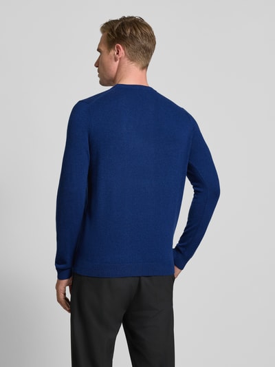 Christian Berg Men Sweter z kaszmiru o kroju regular fit z okrągłym dekoltem Granatowy melanż 5