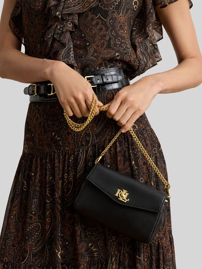 Lauren Ralph Lauren Schoudertas van echt leer met afneembare draagketting Zwart - 6