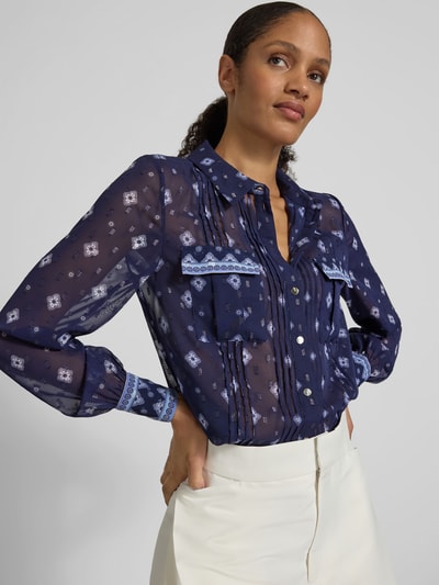 Self-Portrait Hemdbluse im semitransparentem Design Blau 3