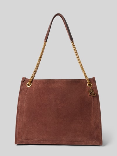 Lauren Ralph Lauren Torba shopper ze skóry bydlęcej z aplikacją z logo Ciemnobrązowy 2