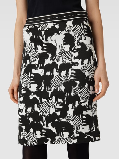 Marc Cain Knielange rok van viscosemix met all-over dierenprint Wit - 3