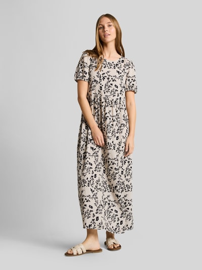 Tom Tailor Denim Figurumspielendes Midikleid aus Viskose-Leinen-Mix Beige 1