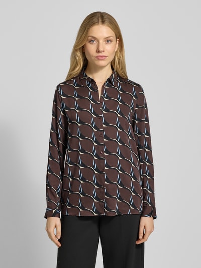 Milano Italy Bluzka koszulowa z wiskozy z kołnierzykiem typu kent Czekoladowy 4